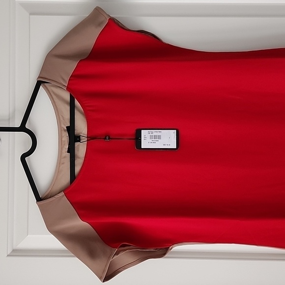 Armani Exchange Red and cream midi dress - Picture 5 of 10